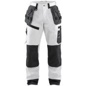 Pantalon de travail peintre X1500 Blaklader 100% coton poches flottantes Gris / Blanc 44 - Gris / Blanc