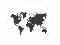 Papier peint panoramique rond adhésif carte du monde noir et blanc - 158985 - ø 70 cm 158985
