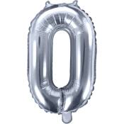 Party Deco - Ballon Chiffre 0 Argent 35 cm - Argent