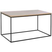 Pegane - Table basse en bois mdf naturel et métal noir - Longueur 110 x Profondeur 60 x Hauteur 44.5 cm