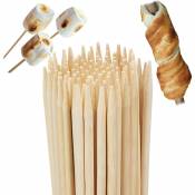 Pics brochettes bambou set de 100 accessoires barbecue grill guimauve 90 cm de long, nature - Relaxdays