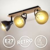 Plafonnier rétro pivotant spot de plafond bois métal vintage spot barre noir E27