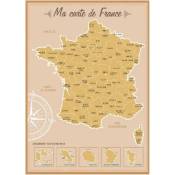 Retro - Décoration murale carte de France à gratter