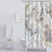 Rideau de douche Salle de bain Design abstrait Tissu d'ameublement Décor de salle de bain (Texture d'encre de marbre, 180 cm l x 180 cm l)