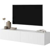 Selsey - veldio - Meuble tv 140 cm blanc avec façade fraisée