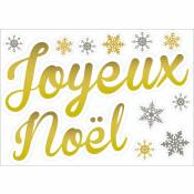 Sticker Citation Noël Joyeux 21x29.7cm pour Vitre Intérieur/Extérieur, Electrostatique. - Jaune / doré