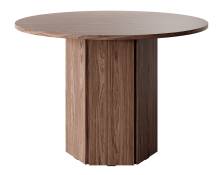 Table à manger ronde aspect bois de noyer marron, 110x75 cm
