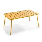 Table basse de jardin acier jaune 90 x 50 cm