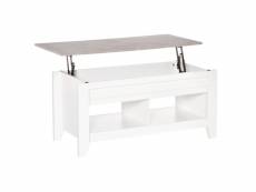 Table basse rectangulaire plateau relevable 2 niches