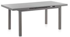 Table extensible aluminium taupe avec verre trempé