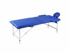 Table pliable de massage 2 zones avec cadre en inox bleu helloshop26 02_0001879