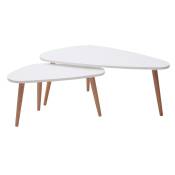 Tables basses gigognes scandinaves blanc et bois clair