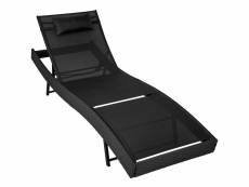 Tectake chaise longue en rotin moana - noir 404869