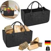 Uisebrt - Lot de 2 sacs en feutre pour bois de cheminée - Avec poignées de transport - 25 x 25 x 50 cm - Gris foncé