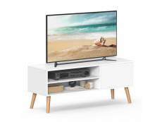 Vasagle meuble tv, support télé, pour télévision jusqu'à 55 pouces, longueur 120 cm, rangement consoles de jeux, style rustique, pour salon, chambre,