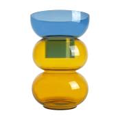 Vase en verre bleu et jaune 26x39,5 cm Bubble Flip