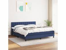 Vidaxl lit à sommier tapissier avec matelas bleu 180x200