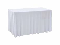 Vidaxl nappes élastiques de table avec jupon 2 pcs 183x76x74cm blanc 133585