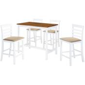 Vidaxl - Table et chaises de bar 5 pcs Bois massif Marron et blanc