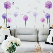 Violet pissenlit papillon stickers muraux salon canapé chambre fond mur décoration de la maison autocollants