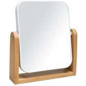 Vuszr - Miroir de courtoisie avec support en bambou naturel, miroir pivotant à 360 degrés de 20,3 cm, miroir de table portable pour salle de bain,