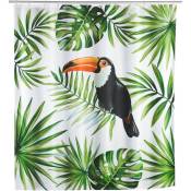 Wenko - Rideau de douche tropical Toucan - Polyester - 180 x 200 cm - 180 x 200 - Blanc