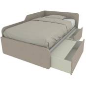1264C - Canapé-lit de forme simple 120x190 avec tiroirs amovibles et indépendants - Effet tissu - Effet tissu