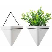 2pcs jardinière suspendue et pot géométrique pour décoration murale - pot pour plantes fleur de cactus décoration de bureau à domicile cadeau de