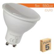 Ampoule LED GU10 5W 550LM 120º Blanc Chaud 3000K - Lot de 5 U. - Blanc Chaud 3000K
