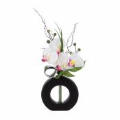 Atmosphera, Createur D'Interie Atmosphera - Composition florale artificielle Orchidées dans un vase noir en céramique H 44 cm