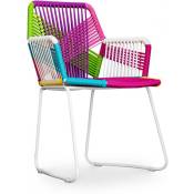 Chaise d'extérieur avec accoudoirs - Chaise de jardin - Multicolore - Frony Multicolore - Rotin synthétique, Acier, Metal, Plastique - Multicolore