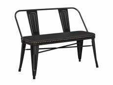 Chaise de salle à manger banc deux places design industriel noir, 109 x 83 x 55,5 cm