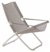 Chaise longue pliable inclinable Snooze métal & tissu blanc / 2 positions - Emu blanc en tissu