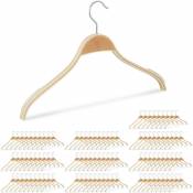 Cintres en bois set de 100 chemise costume antidérapant encoche gomme crochet 360° - Relaxdays