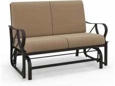 Costway banc à bascule de jardin avec coussin, fauteuil à bascule en métal avec accoudoirs incurvés, chaise berçante ergonomique, pour jardin, cour, p