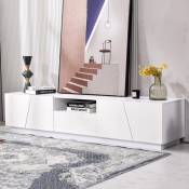 Dans Les Nuages - Meuble tv 170cm, avec tiroir, 4 portes, compartiment ouvert, style scandinave, Commode tv - Blanc - Blanc