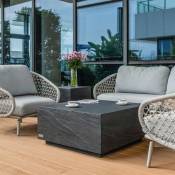 Elementi - table basse colorado table en béton pour extérieur/intérieur ardoise noire carrée aspect grès moyen table de jardin résistante aux