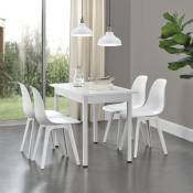 [en.casa] - Ensemble Table à Manger 120 x 60 x 75 cm et Chaises Blanc blanc