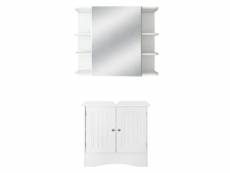 Ensemble de meubles de salle de bain 2 pièces style campagnard blanc en bois ml-design 490006528