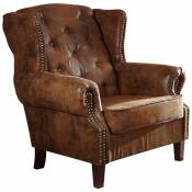 Fauteuil 102x93 100% Polyester Brun chesterfield -