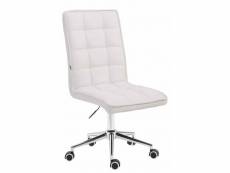 Fauteuil chaise tabouret de bureau avec dossier haut en synthétique blanc hauteur réglable bur10281