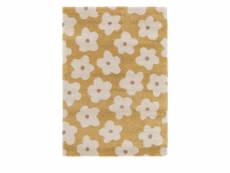 Flora ii - tapis contemporain à motif floral - couleur - jaune moutarde, dimensions - 160x230 cm