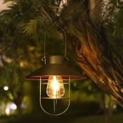 Groofoo - Lanterne solaire à suspendre avec crochet,lampe solaire led vintage avec blanc chaud,cage en acier,étanche,pour