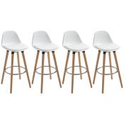 HOMCOM Lot de 4 tabourets de bar chaises de bar style scandinave hauteur 70 cm avec pieds en bois et repose-pieds en acier - blanc