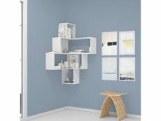Homemania plateau alison - avec étagères - livre, objets, unité d'angle - pour mur, salon, bureau - blanc en panneau de mélamine, 70 x 70 x 122,5 cm