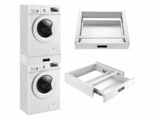 Kit de superposition pour lave-linge sèche-linge standard 60 cm avec tiroir blanc [en.casa]