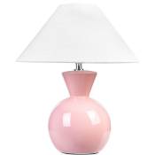 Lampe à Poser de Table en Céramique Rose Brillante Abat-Jour en Tissu Ferry