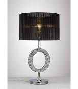 Lampe de Table Florence rond avec Abat jour noir 1 Ampoule chrome poli/cristal