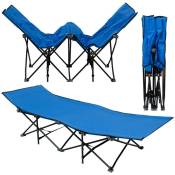 Lit de camp pliable de AMANKA portable avec sac incl idéal pour faire du camping voyager se bronzer structure en acier 190x70cm 10 pieds Bleu Clair