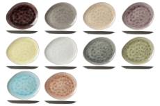 Lot de 10 Assiettes plates ovales en Grès, multicolores,19,5X16